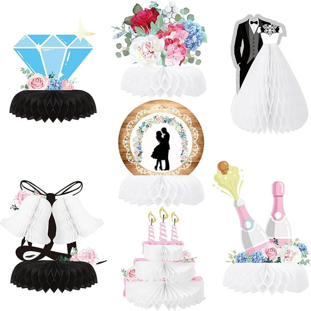 7 Pieces Wedding Dress Centerpiece Decoration with Tissue