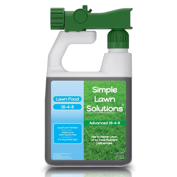 Advanced 16-4-8 Balanced NPK - Lawn Food Quality Liquid Fertilizer - Spring & Summer Concentrated Spray - Any Grass Type - Simple Lawn Solutions (32