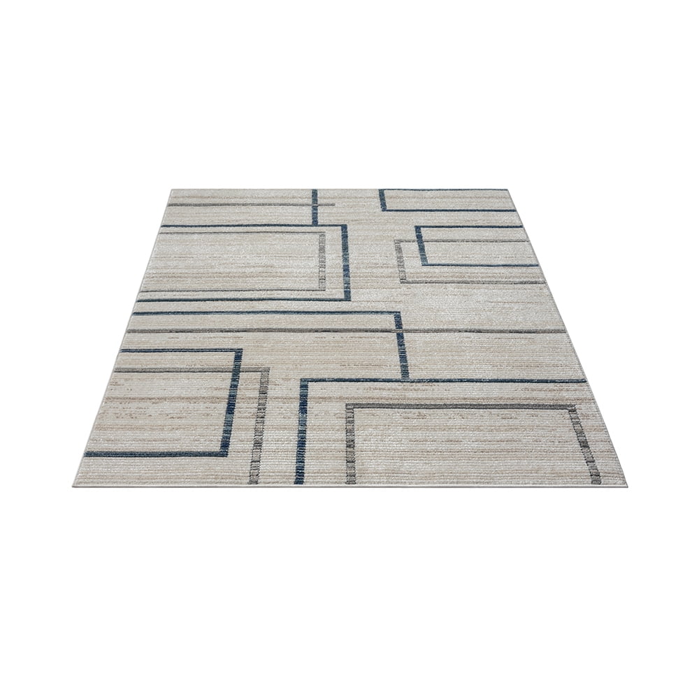 Ox Bay Bellamy 5' x 7' Blue/Gray Geometric Durable Performance Indoor Area Rug