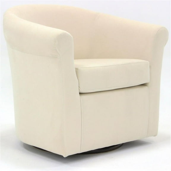 Fox Hill Trading Marlee 19"H Polyester Fabric Swivel Club Chair in Ivory