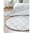 thumbnail image 6 of Unique Loom Rabat Shag Collection Area Rug - Trellis (8' Round Pure Ivory/Gray), 6 of 6