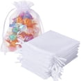 thumbnail image 1 of FACATH 100PCS Premium Sheer Organza Bags (White), 1 of 8