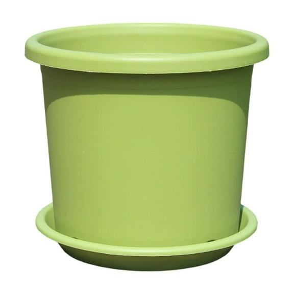 Hvmvliv Flowerpot Plastic Flower Pot Multi-season Planter - 14x12cm Modern Design for Indoor Outdoor Plant Growing with Drainage Green