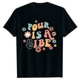 thumbnail image 4 of Trendfront Girls 4th Birthday Gift T Shirt Four Years Retro Letters Crewneck Short Sleeve Tee Toddler Bday Party Outing Top, 4 of 4