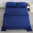 thumbnail image 3 of 3-Piece Ultra Soft Microfiber Bed Sheet Set, Luxury Cozy Machine Washable Fitted Sheet Set with Deep Pocket, Twin Size, Navy Blue, 3 of 5