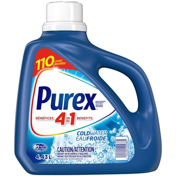 Purex 4 in 1 Concentrated Liquid Laundry Detergent, Coldwater, 4.43 Litres, 110 Wash Loads