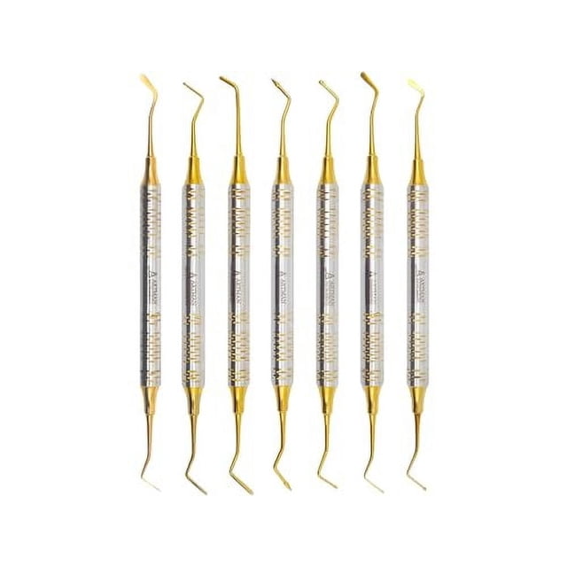 ARTMAN INSTRUMENTS Dental Composite Filling Instruments Kit – 7 Pcs Golden Plasma Coated Stainless Steel for Amalgam, Glass Ionomer, and Restorative