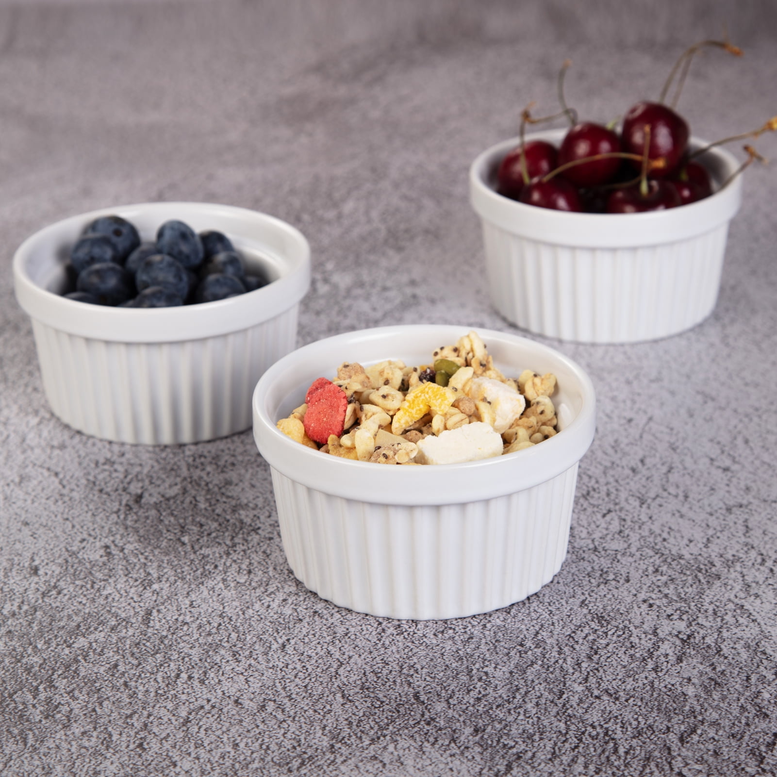Coolmee 8 oz Ramekins Bowls, Set of 8, Porcelain Dipping Sauce Bowls
