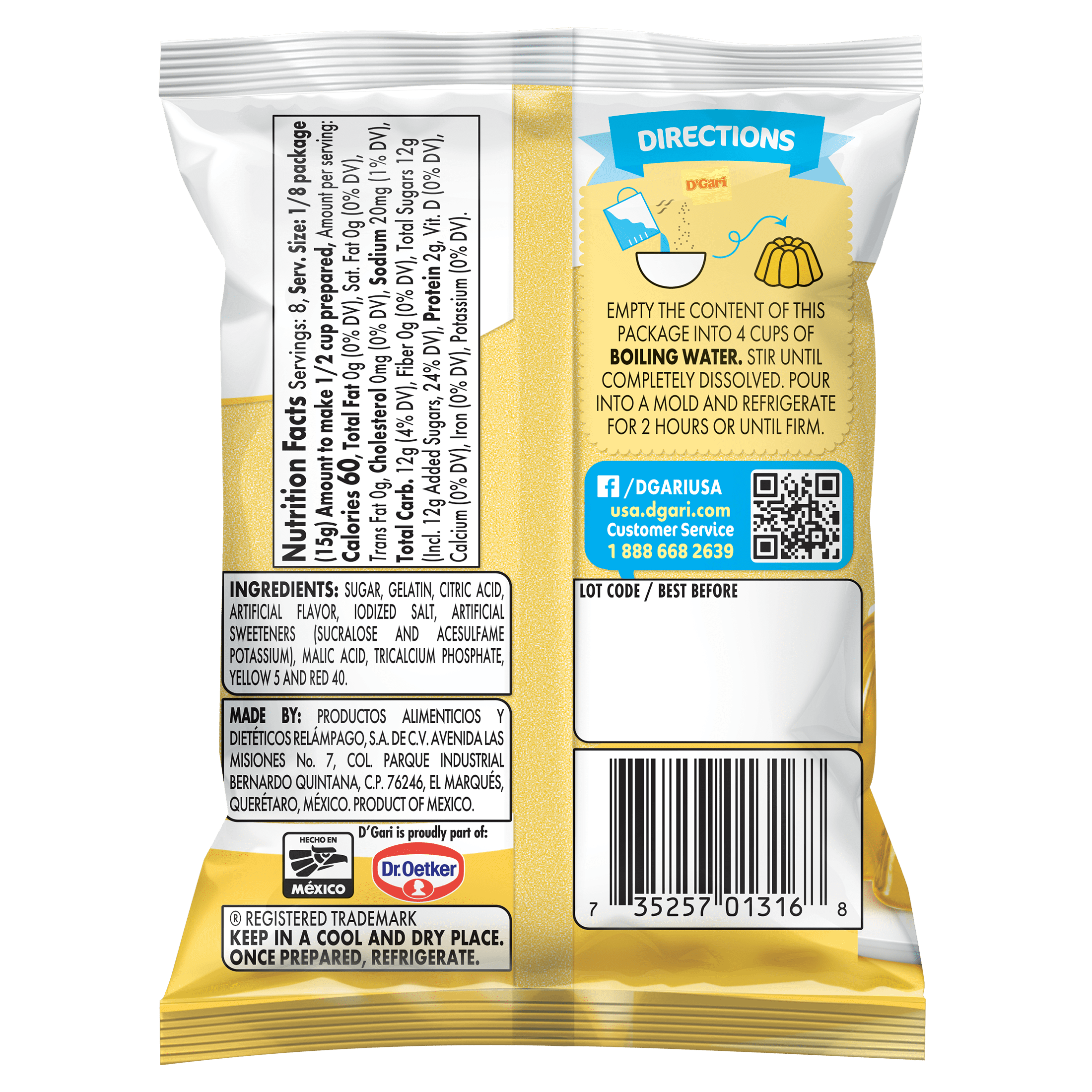 D'Gari Pineapple Gelatin Dessert, 4.2 oz