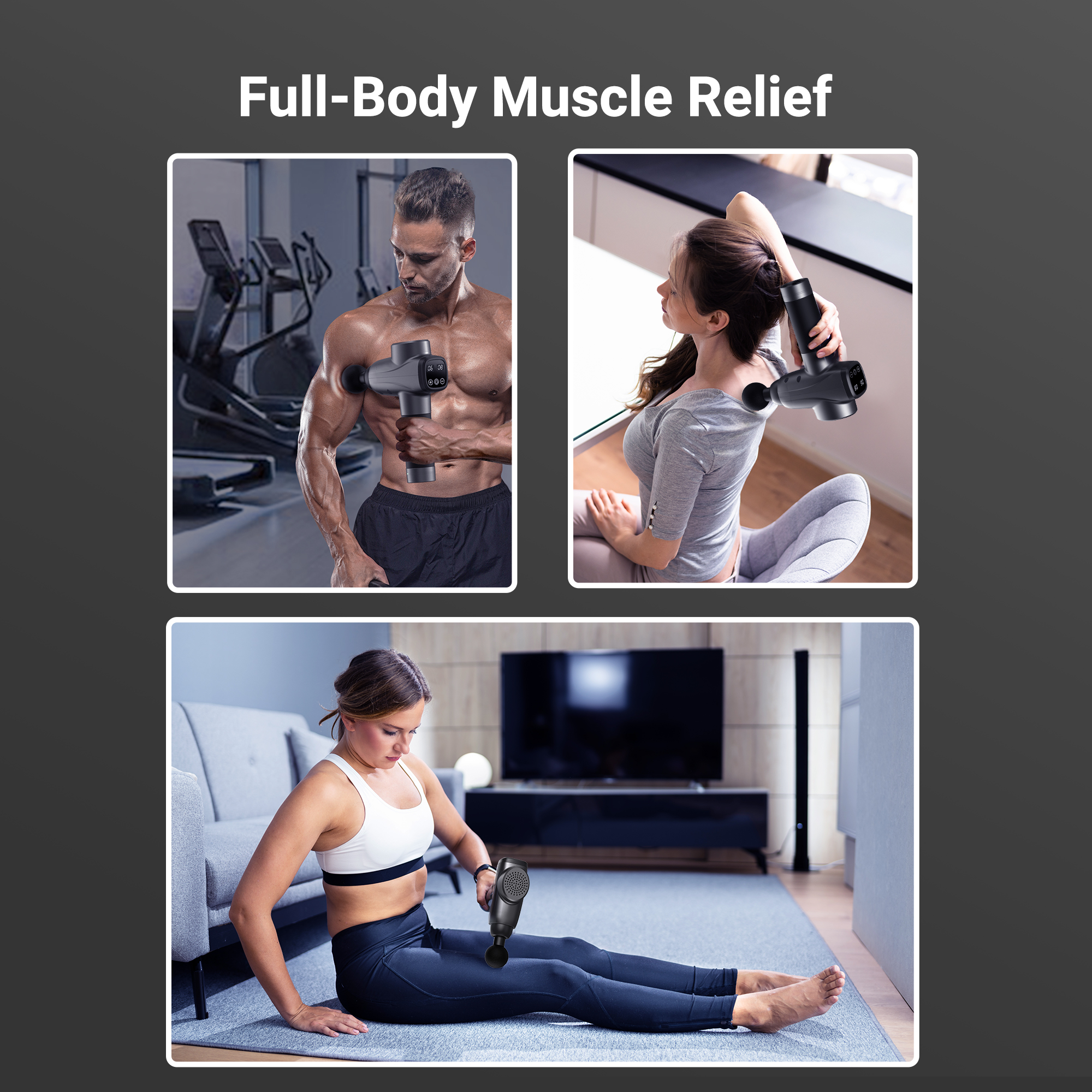 TaoTronics Muscle Massage Gun Deep Tissue Percussion Handheld Electric Massager with 10 Speed Levels 6 Massage Heads for Gym Office Home Post-Workout Recovery Pain Soreness Relief