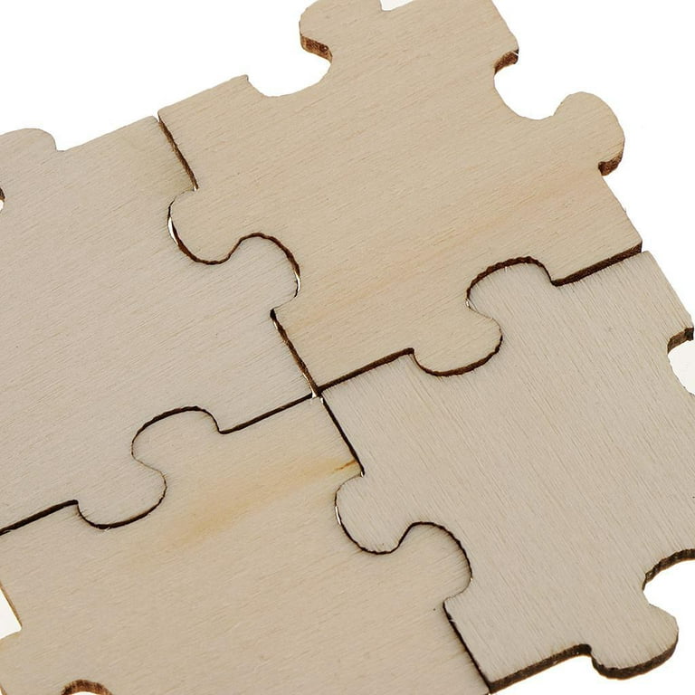 150 Pieces Wood Blank Puzzle, Wood Pieces Cutout, Unpainted, 40x40mm for  Handmade Rustic Wedding Guest Book Puzzle, Numbered Blank Puzzle Pieces