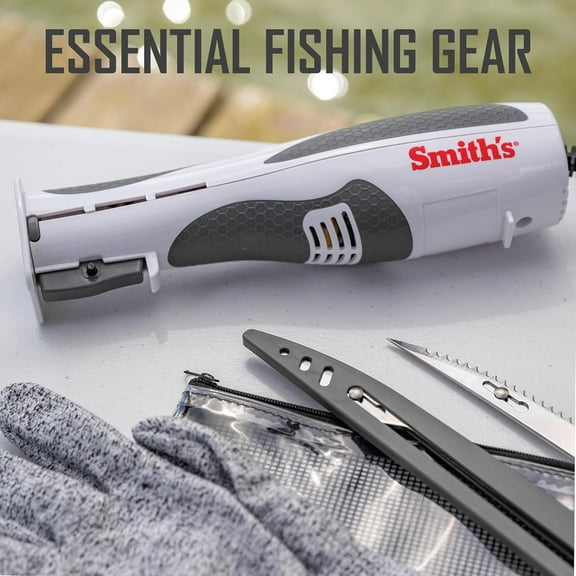 Electric Fillet Knife - 8" Serrated Stainless Steel Blades with Sheath, Fillet Glove & Mesh Storage Bag - 6 Ft Power Cord, White