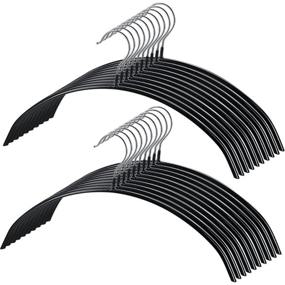 20 Pack Black Shirt Hangers, Grippy Slip-Reducing Sweater Hangers