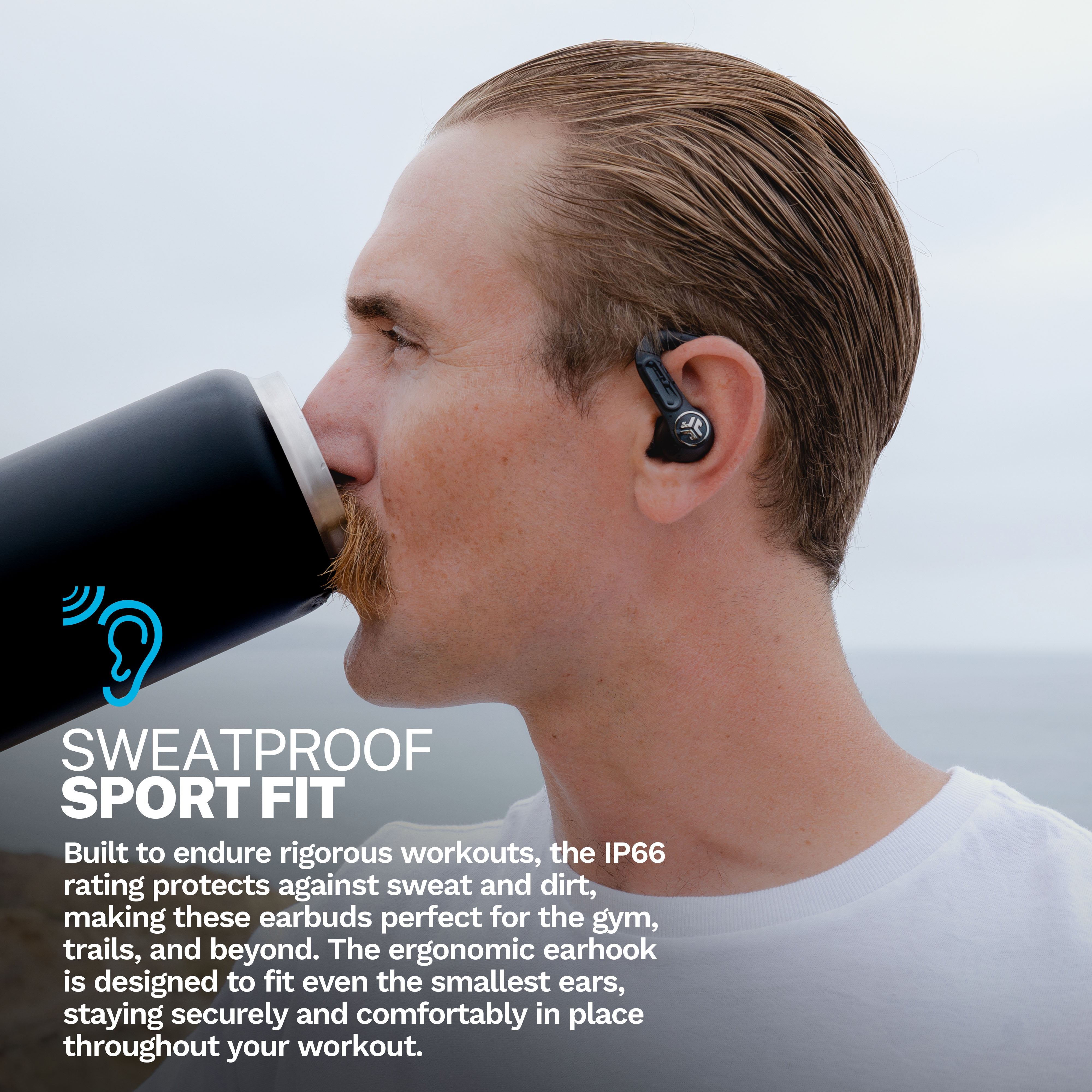 JLab Epic Sport ANC 3 True Wireless Earbuds Black Sport Earhook Dual Drivers Hyrbid ANC Custom Sound Controls via App 52 Hours Playtime IP66 Sweatproof Wireless Charging Multipoint Walmart
