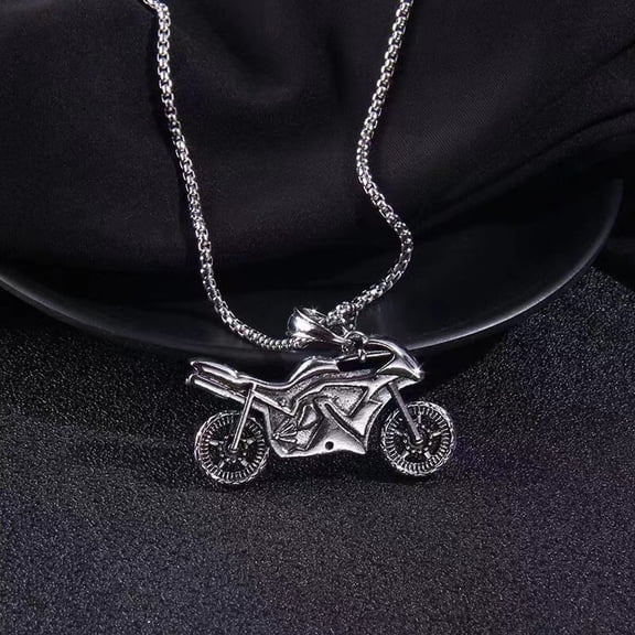 Motorcycle Alloy Pendant Necklace Stainless Steel box Chain Necklaces for Men Antique Silver & Stainless Steel color 27.56 inch(70cm) Stainless Steel