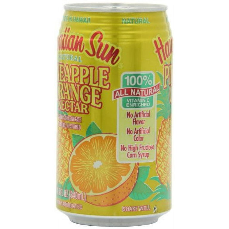 Hawaiian Sun Pineapple Orange Nectar, Tropical Canned Drinks, 11.5