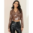 thumbnail image 2 of INSPIRE CHIC Blouson Biker Court pour Femme en Similicuir à Manches Longues en PU avec Fermeture Éclair, 2 of 6