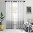 thumbnail image 2 of White Grey Ombre Striped Sheer Curtains Textured Window Eyelet Voile Curtain Grommet Semi Transparent Window Treatment for Bedroom Living Room, 52 x 63 Inch, 2 Panels, Grey, 2 of 9
