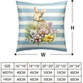 thumbnail image 4 of Blue and White Stripes Easter Pillows Decorative Throw Pillow Covers Flowers Colorful Eggs Bunny Pillow Cases 20 x 20 Set of 2 Spring Decoration for Indoor Living Room, 4 of 6