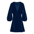 thumbnail image 6 of Women’s Plus Size V Neck Velvet Dress Long Sleeve Wrap Empire Waist Midi Dress for Wedding Guest, 6 of 7