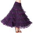 thumbnail image 4 of Whitewed Womens Overlay Tiered Ballroom Dance Activity Twirl Spin Turn Long Outfit Skirts Purple, 4 of 4