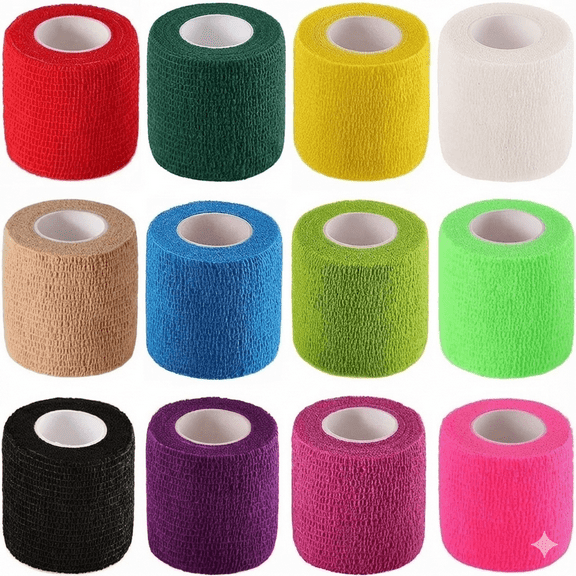 Naltars 12 Pack 2 Inches Self Adhesive Bandage Breathable Cohesive Wrap Rolls Elastic Self-Adherent Tape for Stretch Athletic, Sports, Wrist, Ankle | Vet Wrap for Animal & Pets (Rainbow)