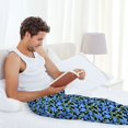 thumbnail image 5 of Bixox Men's Blue Flowers Patterned Pajama Pants with Pockets Lounge Clothes for Home, 5 of 5
