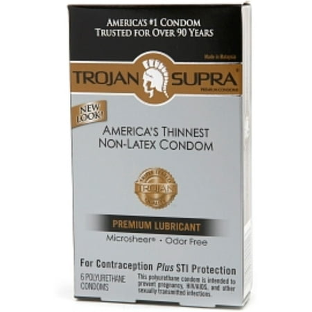 TROJAN Supra Lubricated Premium Condoms, MicroSheer Polyurethane, Ultra-Thin 6 ea (Pack of (Trojan T 105 Best Price)