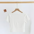 thumbnail image 4 of ZZwxWA 2025 Women's Short Sleeve Square Neck Crop Top Summer Cropped Tees Solid Color Lightweight Blouse, 4 of 6