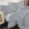 thumbnail image 2 of D.N.G. BEDDINGS Luxurious 5 Piece Double Ruffle Duvet Cover With Zipper Closure, 100% Egyptian Cotton, 800 Thread Cotton King/Cal King Size Silver Solid, 2 of 6
