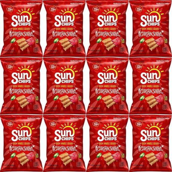 SunChips Garden Salsa Whole Grain Chips, 1.5 Oz Bags, Pack of 12