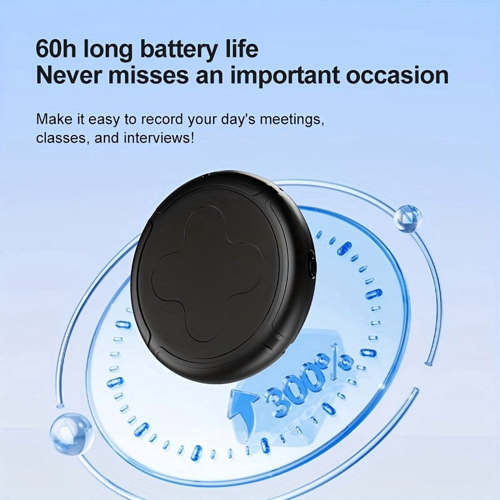 Magnetic Smart Noise-Canceling Voice Recorder | 64GB, 60H Battery | One-Touch Recording & Auto-Save for Business Meetings