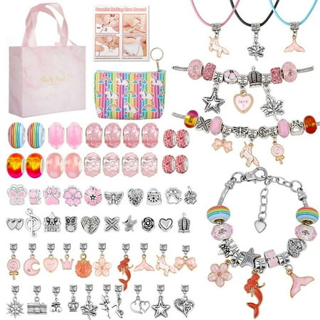 SwFoer 66 Pcs Charm Bracelet Making Kit, DIY Jewelry Making Kits Crafts Gifts Set for Girls