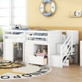thumbnail image 5 of Harper & Bright Designs Twin Size Low Loft Bed with Shelves and Drawer, Solid Wood Loft Bed Frame with Stair for Boys and Girls, White, 5 of 14