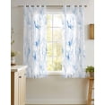 thumbnail image 4 of Blue Flower Sheer Curtains 39 Inch Length 2 Panels Set for Living Room/Bedroom, Watercolor Floral Botanical Line Drawing Print Kitchen Curtains Grommet Curtains Window Treatments 27.5"x39"x2, 4 of 7