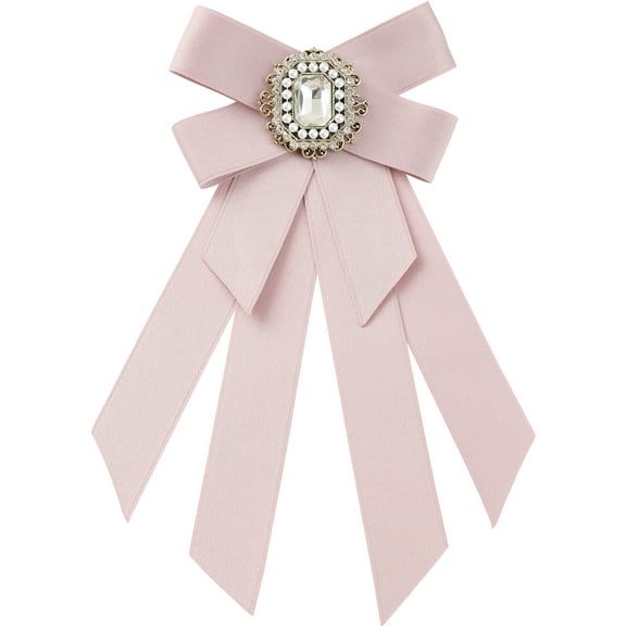 INSPIRE CHIC Women's Ribbon Brooch Bowknot Pre Tied Bow Ties with Rhinestone