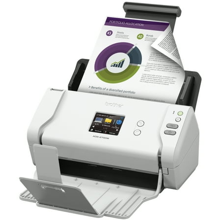 Brother - ADS-2700W Wireless High-Speed Duplex Desktop Color Document Scanner with Touchscreen LCD - White