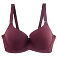 thumbnail image 2 of Swuxness Women's Push Up Underwire Bra, Women Plus Size Bras, Women Plus Size Solid Color Thin Underwire Bra with Sagging Push Up Comfortable Bra Wine, 40/90E, 2 of 4