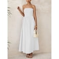 thumbnail image 4 of Vestido largo PRETTYGARDEN para mujer 2025, elegante, sin tirantes, blanco, 4 of 7