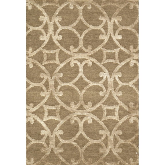 Pasargad Home Modern Collection Hand-Knotted Silk & Wool Area Rug- 2' 0" X 3' 0", Light Brown
