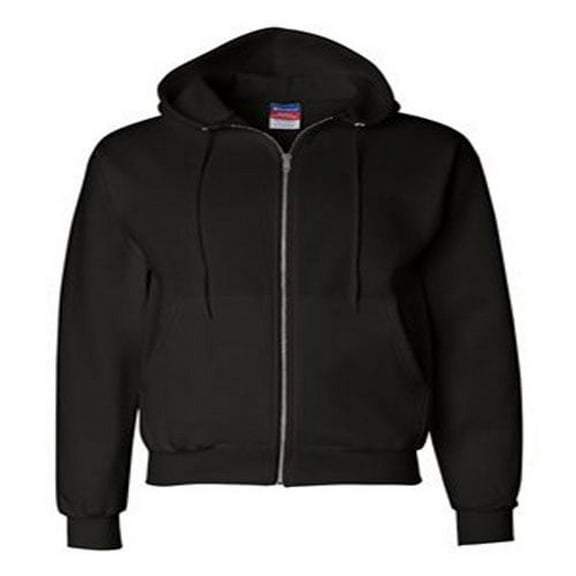 Men's Double Dry Action Fleece Full Zip Hood, Black - XL