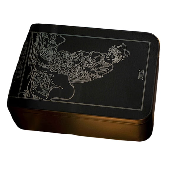Necvior White Line Pattern Tarot Cards Storage Box Iron Tarot Card Storage Case Portable Card Container Astrologys Trinkets Box