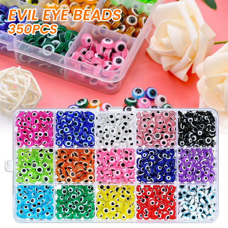 Jytue 450PCS Evil Eye Beads Set 6mm 15 Colors Flat Easter Round