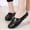 Black, variant on Women Hollow Floral Cutout Leather Mule Slides Closed Toe Casual Flat Shoes Beige 6