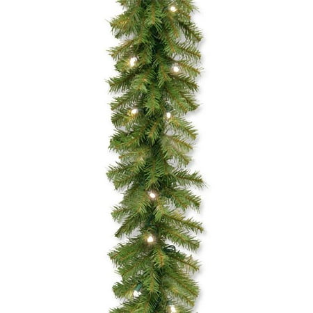 National Tree 9' x 10" Norwood Fir Garland with 50 Battery Operated Soft White LED Lights