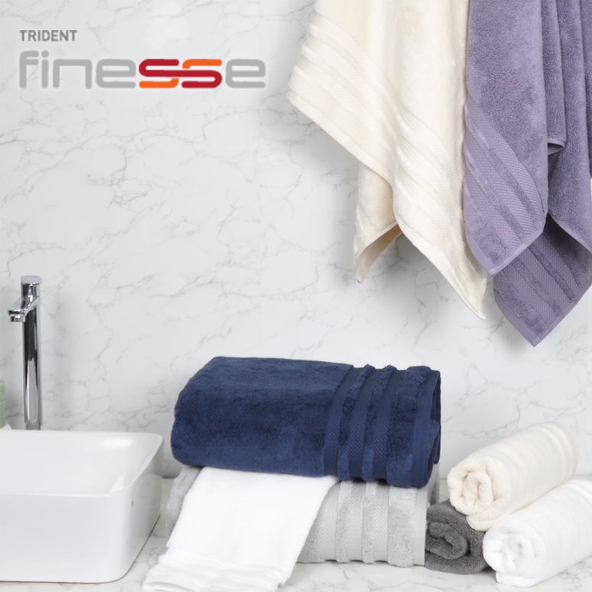 Trident Finesse 100% Cotton, 6-Piece Extra Large Towel Set, Purple