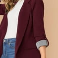 thumbnail image 4 of Mnyycxen Women's Casual Business Blazer 3/4 Sleeve Button Solid Open Front Jackets Work Office Blazers Tops with Pockets, 4 of 6