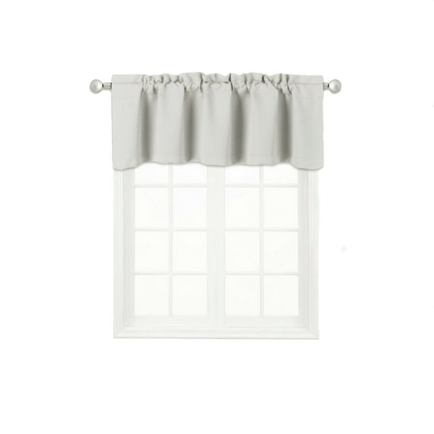 Cenefa blanca TVLO-18 opaca para ventana, tratamiento térmico de 1 pieza, con bolsillo para varilla, para cocina y baño, tamaño 54" de ancho x 18" de largo, ideal para oscurecer habitaciones con
