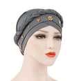 thumbnail image 2 of Women Turban Twisted Beaded Braid Chemical Cancer Headscarf Cap Hair Covered Wrap Hat, 2 of 7