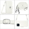 thumbnail image 7 of Wallet Case for iPhone 16 Pro Max, PU Leather 3D Lattice Stylish for Women Girls Crossbody Lanyard Flip Kickstand Card Slots Cash Pocket Magnetic Clasp Full Protective Shockproof Purse Shell, White, 7 of 7
